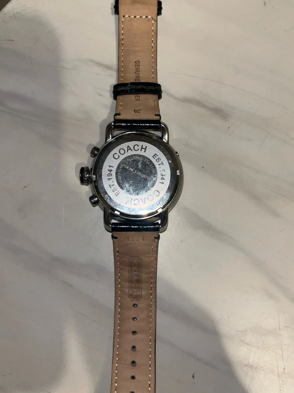 Coach Black Leather Strap Crystal Bezel Women's Watch